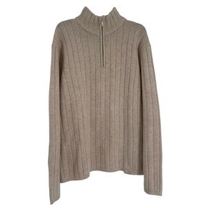 Timberland Men's Size XL Ribbed Lambswool Blend 1/4 Zip Mock Neck Sweater